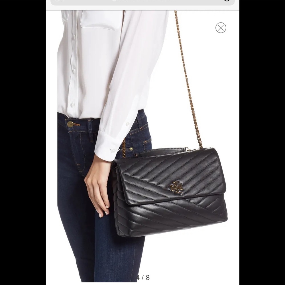 NWT Tory Burch Black KIRA CHEVRON LEATHER BAG